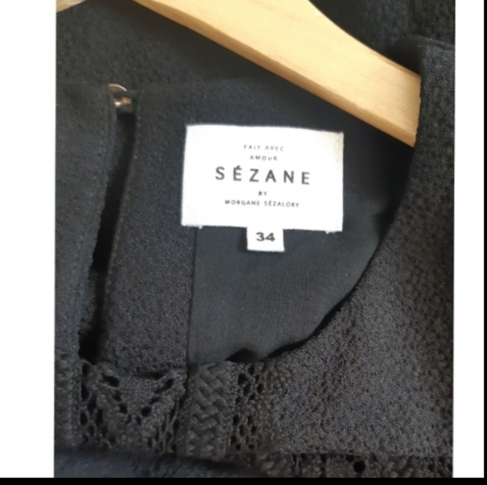 Sezane crepe blouse with crocheted lace